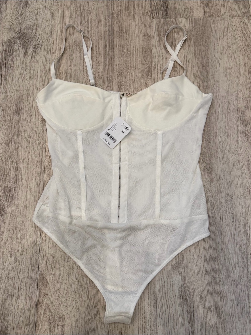 NWT Intimately Free People White Sheer Corset Bodysuit Medium - Picture 1 of 2